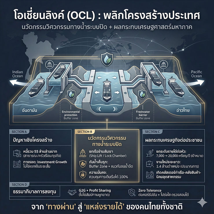 โครงการ “โอเชี่ยนลิงค์” (OCL) นวัตกรรมวิศวกรรมทางน้ำและผลกระทบทางเศรษฐศาสตร์มหาภาคต่อสังคมไทย