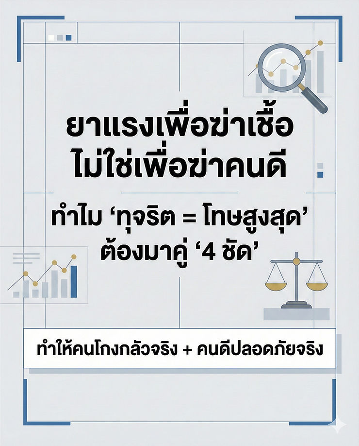 ยาแรงเพื่อฆ่าเชื้อ ไม่ใช่เพื่อฆ่าคนดี: ทำไม “ทุจริต = โทษสูงสุด” ต้องมาคู่ “4 ชัด”